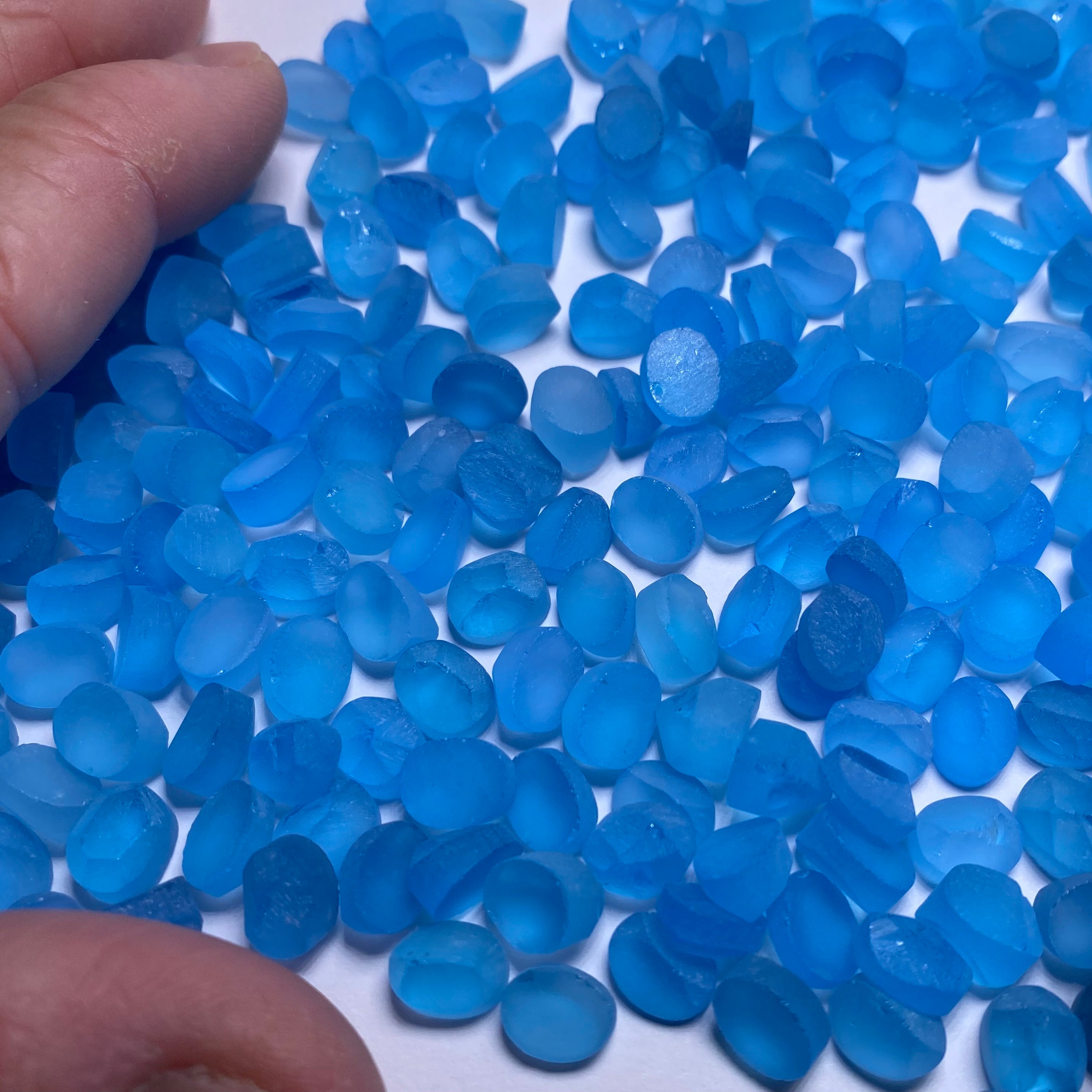 Electric Blue Topaz preforms 9 x 7 mm ovals - Brazil  BULK